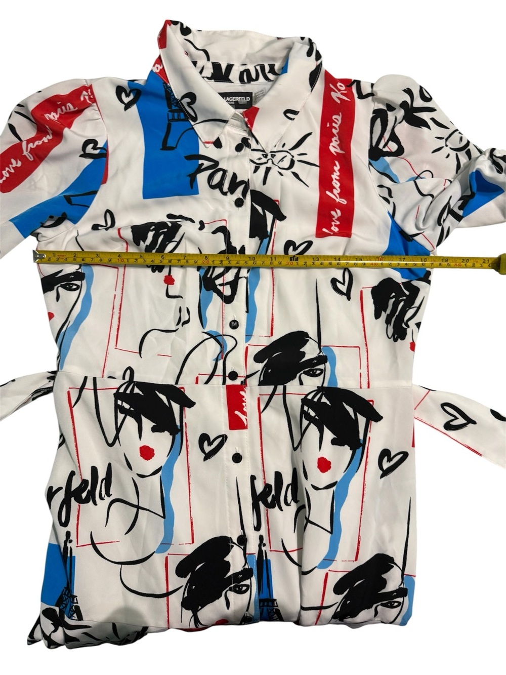 Karl Lagerfeld Paris Graphic Print Handkerchief Hem Dress Size 10 - Picture 8 of 8
